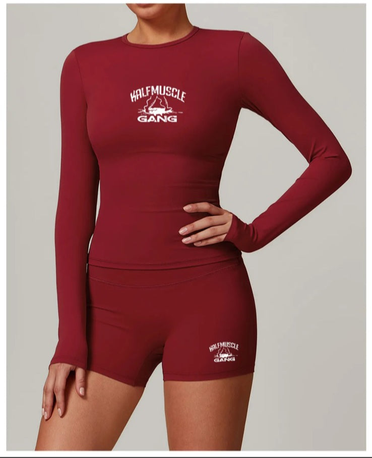 Kalfmuscle Gang-Long Sleeves With Short Sets (Red)